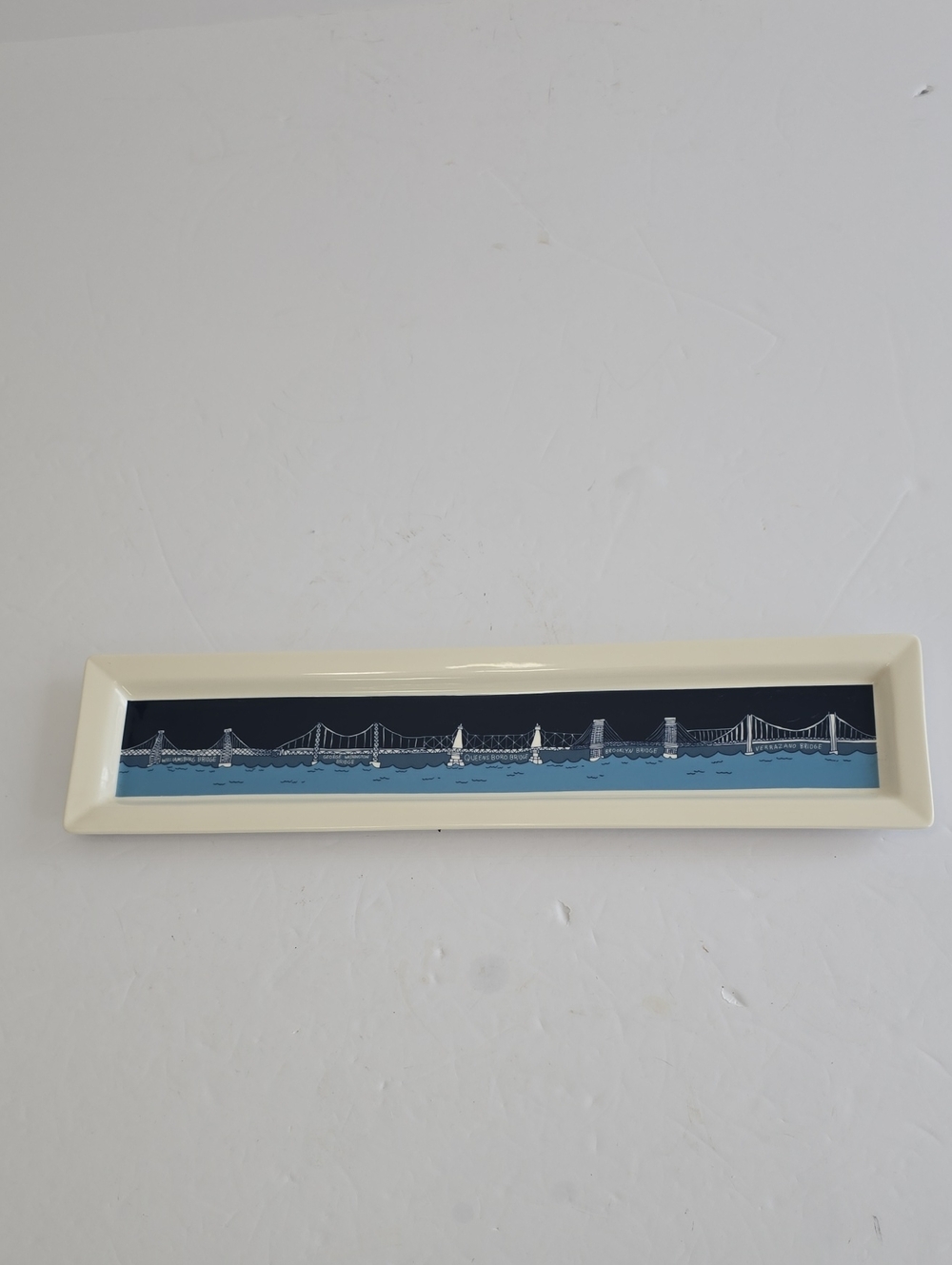 Fishs Eddy Ana Benaroya Long Platter New York Bridges Ceramic